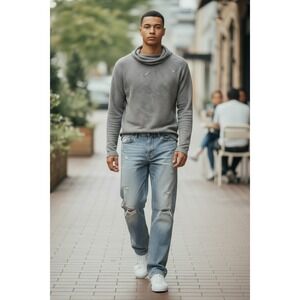 American Eagle Loose Fit Jeans Mens 32x33 Light Wash Distressed Cotton Y2K Fit